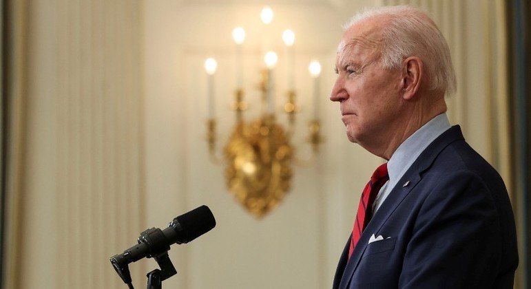 U.S. President Joe Biden speaks about the mass shooting in Colorado from the State Dining Room at the White House in Washington, U.S., March 23, 2021. REUTERS/Jonathan Ernst