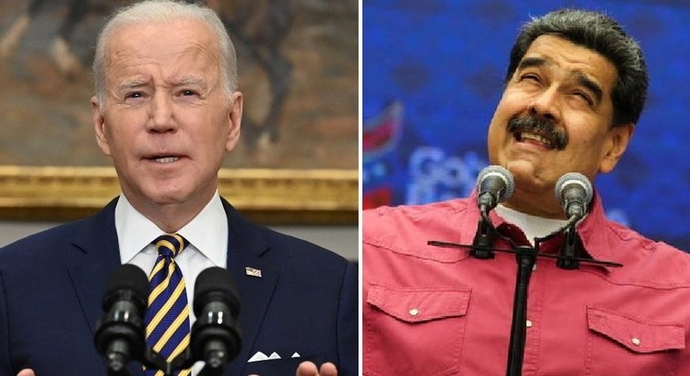 Joe Biden, presidente dos Estados Unidos, e Nicolás Maduro, da Venezuela