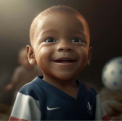 Jogadores de futebol e suas versões crianças: Kylian Mbappé