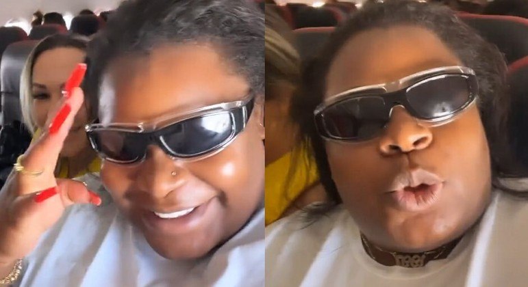 Jojo Todynho no vídeo que ela gravou dentro do avião