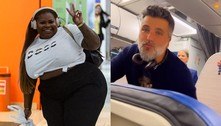 Jojo Todynho tieta Gagliasso em avião e dá show de simpatia para fotógrafos em aeroporto no Rio 