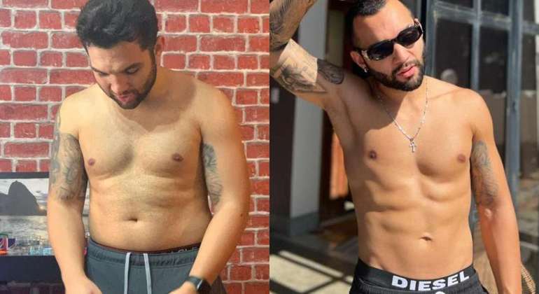 Jonathan Costa antes e depois de emagrecer