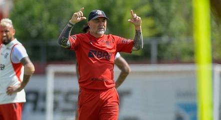 Jorge Sampaoli durante treino do Flamengo