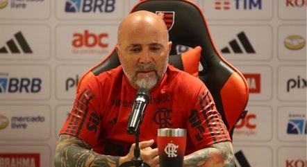 Jorge Sampaoli em sua apresentação no Flamengo