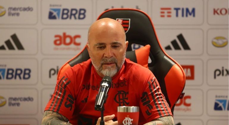 Jorge Sampaoli, em sua apresentação pelo Flamengo