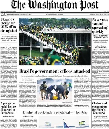 O jornal The Washington Post, também dos Estados Unidos, optou pelo título 'Repartições do governo do Brasil atacadas' e relacionou o ocorrido em Brasília com os ataques ao Capitólio, em 6 de janeiro de 2021