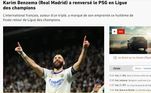 L'Équipe (FRA)'Karim Benzema (Real Madrid) perturbou o PSG na Liga dos Campeões'