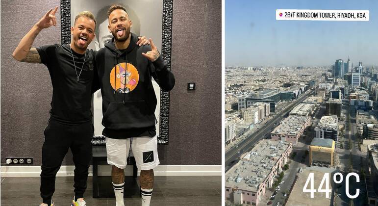 Jota AmancioAmigo de infância de Neymar, Jota está hospedado em um hotel em Riad. O empreendedor acompanhou a apresentação do camisa 10 ao Al-Hilal e, agora, segue turistando pelas ruas da capital árabe