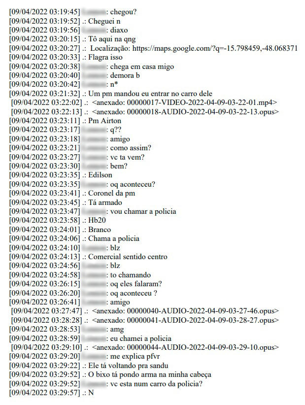 Trecho do diálogo entre o jovem e um amigo