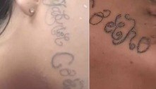 Após ficar desaparecida, jovem volta com o rosto tatuado com o nome do ex-namorado em SP