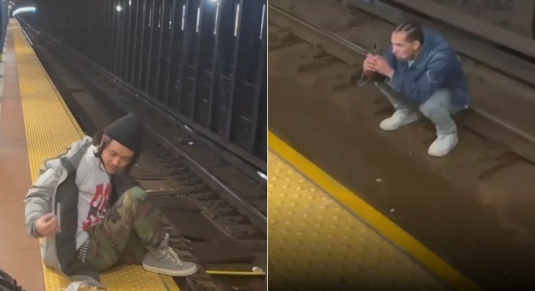 Jovem correu sério perigo ao agachar-se sobre trilho do metrô de NY para fotografar o amigo