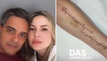 Viúva de Guilherme de Pádua faz tatuagem em homenagem ao ator