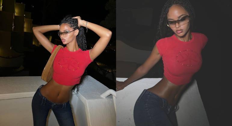 Mesmo em croppeds mais simples, Juliana rouba a cena. Modelado por um amigo da amada de Kanye, o top vermelho com o jeans fizeram um par perfeito