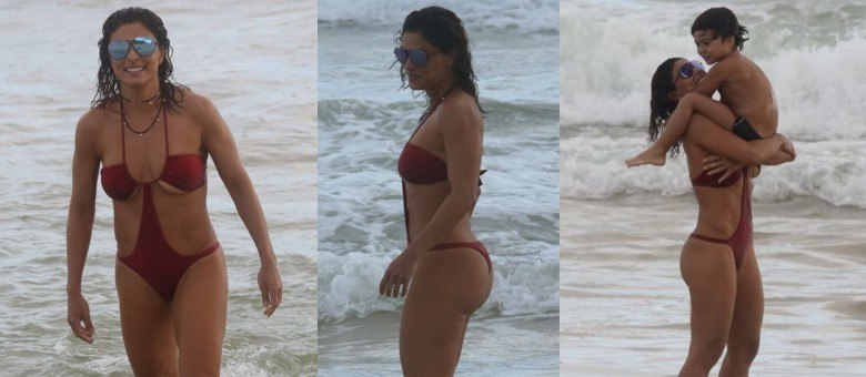 Juliana Paes usa maiô e quase paga peitinho. Veja!