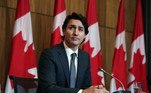 Primeiro-ministro do Canadá, Justin Trudeau, em uma entrevista coletiva em Ottawa