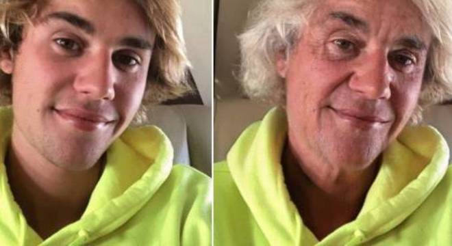 O cantor Justin Bieber também teve seu rosto envelhecido através do aplicativo