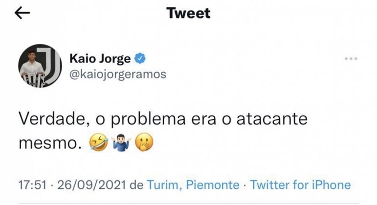 Kaio Jorge ironizou o Santos em publicação, mas depois apagou
