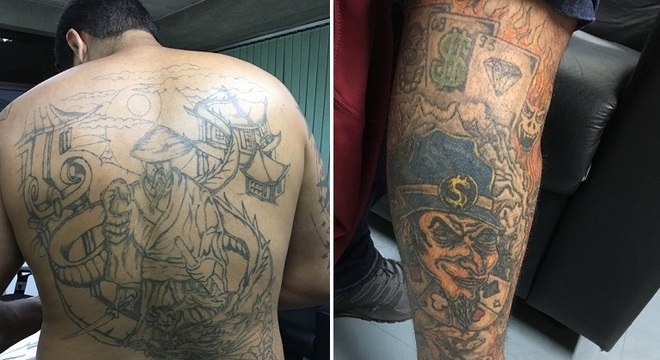 Tatuagens de Adriano HilÃ¡rio dos Santos, conhecido como Kaique