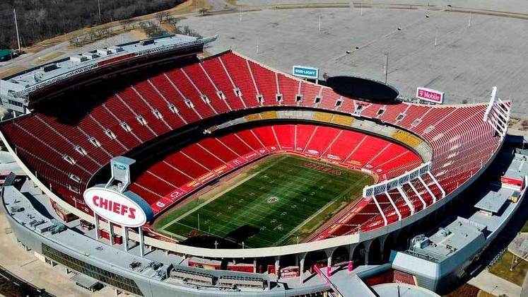 Kansas City - Arrowhead Stadium - Estádio do Kansas City Chiefs, da NFL, o local foi inaugurado há 50 anos e tem capacidade para 76.416 pessoas.