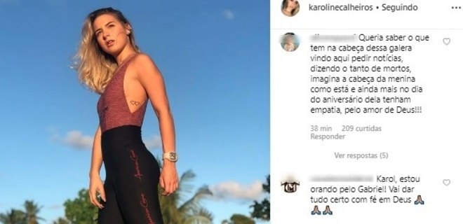 Muitos usaram a rede social para pedir notÃ­cias sobre o cantor, o que gerou indignaÃ§Ã£o em alguns fÃ£s.Â â Queria saber o que tem na cabeÃ§a dessa galera vindo aqui pedir notÃ­cias, dizendo o tanto de mortos, imagina a cabeÃ§a da menina como estÃ¡ e ainda mais no dia do aniversÃ¡rio dela tenham empatia, pelo amor de Deus!