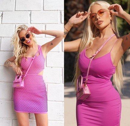 As fotos de Karol nas redes sociais também mostram que ela é fã da tendência Barbiecore. Como o próprio nome sugere, esse estilo é inspirado na boneca Barbie. Vestidos cor-de-rosa de diferentes modelos aparecem com frequência entre os looks escolhidos pela gata