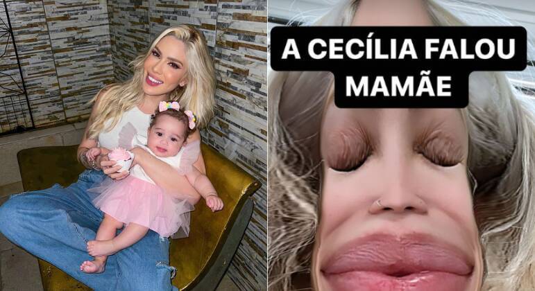 Karoline Lima brincou após Cecília falar 'mamãe' pela primeira vez