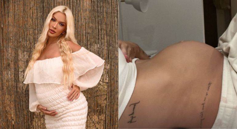 Karoline Lima, esposa de Militão, mostra barriga no final da gravidez