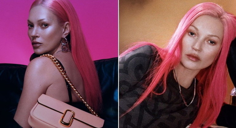 Kate MossA icônica modelo recriou um dos mais famosos looks dela para uma campanha da grife Marc Jacobs. Kate apareceu com o cabelo pink na sessão de fotos, trazendo nostalgia para quem se lembra das madeixas rosadas de 1999, quando ela desfilou para a Versace em Milão 