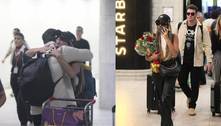 Após término polêmico, Key Alves e Gustavo Cowboy se abraçam em aeroporto 