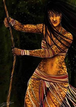 Kianumaka Manã - É uma guerreira também chamada de Deusa Onça ou Onça Cabocla. Ela tem a força das onças pintadas e abençoa as batalhas dos indígenas.  