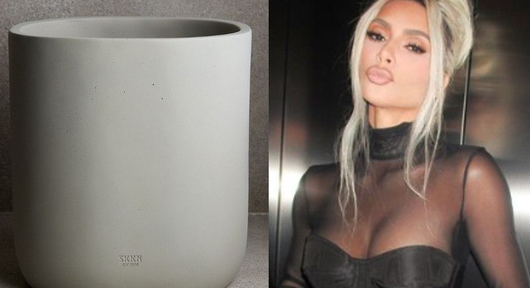 Kim Kardashian e a lixeira de pedra que custa quase R$ 700