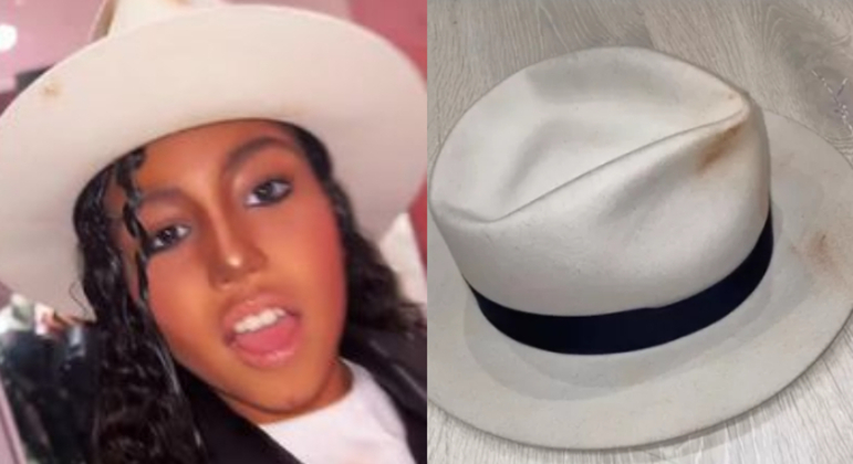 North West usa chapéu original de Michael Jackson em festa
