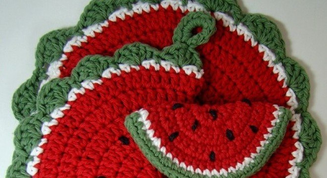 Kit descanso de panela melancia com diferentes tamanhos