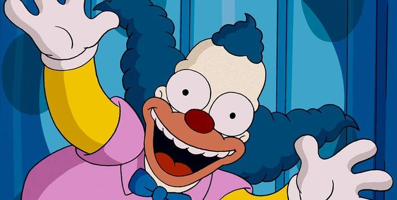  Krusty - Sátira de Bozo nos Simpsons. Tem a fisionomia de Homer. O criador Matt Groening disse que queria que Bart idolatrasse um personagem com a cara do pai. Viciado em álcool, cigarro, jogo e remédios, é um palhaço cansado da atividade. 