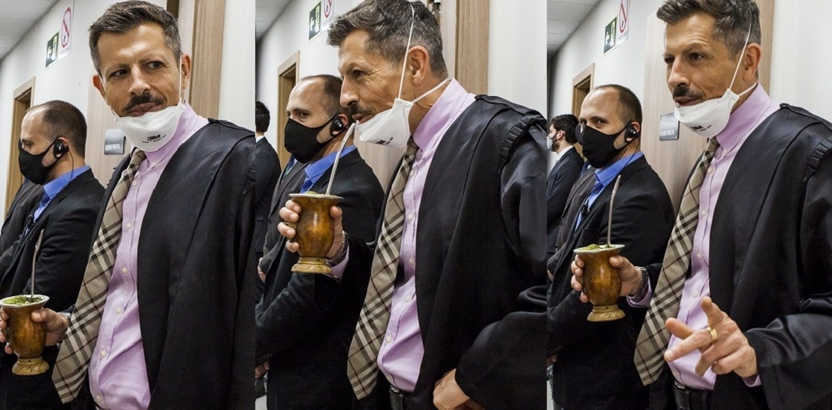 Juiz "chimarreando" durante intervalo  de julgamento (TJ-RS)