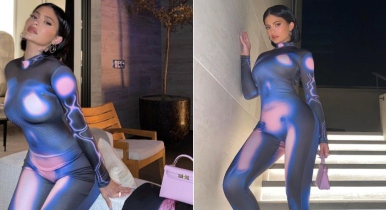 A empresária e influenciadora Kylie Jenner usa as estampas com ilusão há algum tempo. Nas fotos acima, ela usa uma peça da marca Forbidden Knowledge, que viralizou ainda mais após a famosa publicar fotos