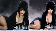 Kylie Jenner se fantasia de Elvira, e intérprete original da personagem responde com elogio e alfinetada