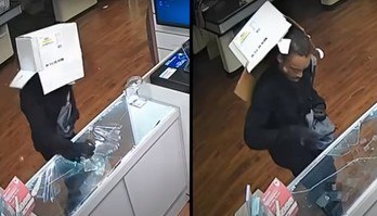 Ladrão assalta loja com caixa na cabeça, se atrapalha e é reconhecido (Reprodução/YouTube/NBC 6 South Florida)