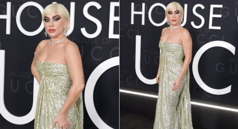 Durante a exibição de Casa Gucci em Los Angeles, nos EUA, Gaga usou Valentino novamente, mas dessa vez com um visual mais brilhante e cheio de glamour. E aí, qual look usado pela estrela foi seu favorito?