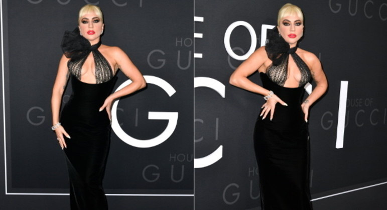 Durante a première do filme em Nova York, Gaga usou um belo vestido da grife Armani Privé, com decote amplo. O look foi feito sob medida para ela