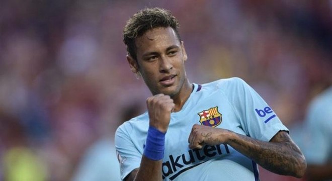 Neymar comemora gol pelo Barcelona