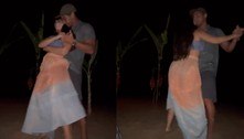 Larissa Manoela e o noivo dançam forró durante luau romântico em Fernando de Noronha
