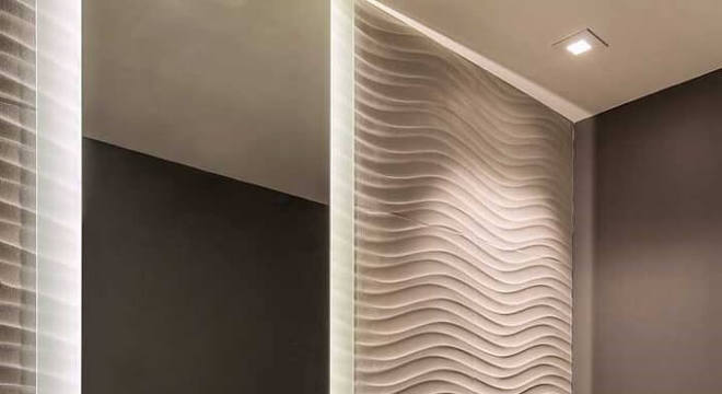 Lavado com parede revestida com placa de gesso 3D