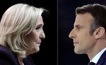 O presidente Emmanuel Macron e a candidata de extrema-direita Marine Le Pen foram os dois candidatos mais votados na eleição para presidente da França e vão disputar o segundo turno em 24 de abril. A diferença entre os dois foi pequena, apenas 4,5 pontos percentuais