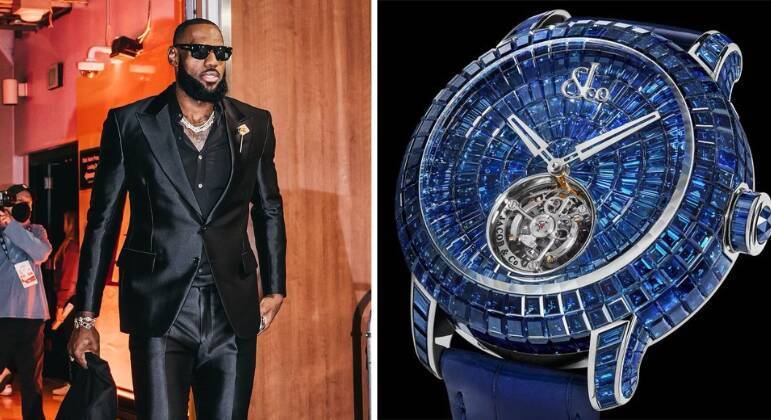5. Lebron JamesO astro da NBA tem 157 milhões de seguidores e ganha R$ 4,2 milhões com cada postagem. Sempre na beca e ostentando relógios caros, Lebron poderia comprar um dos 18 exemplares de uma edição limitada que tem 424 safiras azuis e diamantes brancos e custa cerca de R$ 4 milhões