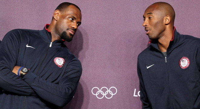 LeBron James e Kobe Bryant nas Olimpíadas de Londres, em 2012