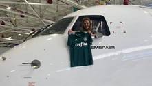 Leila recebe avião de mais de R$ 300 milhões que será usado pelo Palmeiras