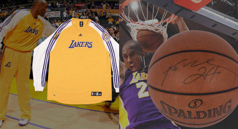 Além das relíquias, há outros itens de Kobe em leilão no site: a jaqueta usada na temporada de 2007-08, quando o jogador foi MVP, e uma bola assinada na vitória dos Lakers sobre o New York Knicks — ele marcou 61 pontos na partida