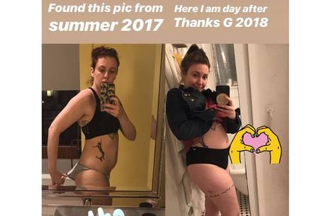 Lena Dunham comemorou seu ganho de peso no Instagram 