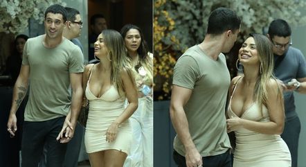 Lexa e Ricardo Vianna passeiam por shopping no Rio